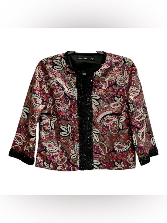 Michael Simon Jackets & Blazers - Vintage Michael Simon Sequin Paisley Jacket Art to Wear Glam Luxe Cropped Small